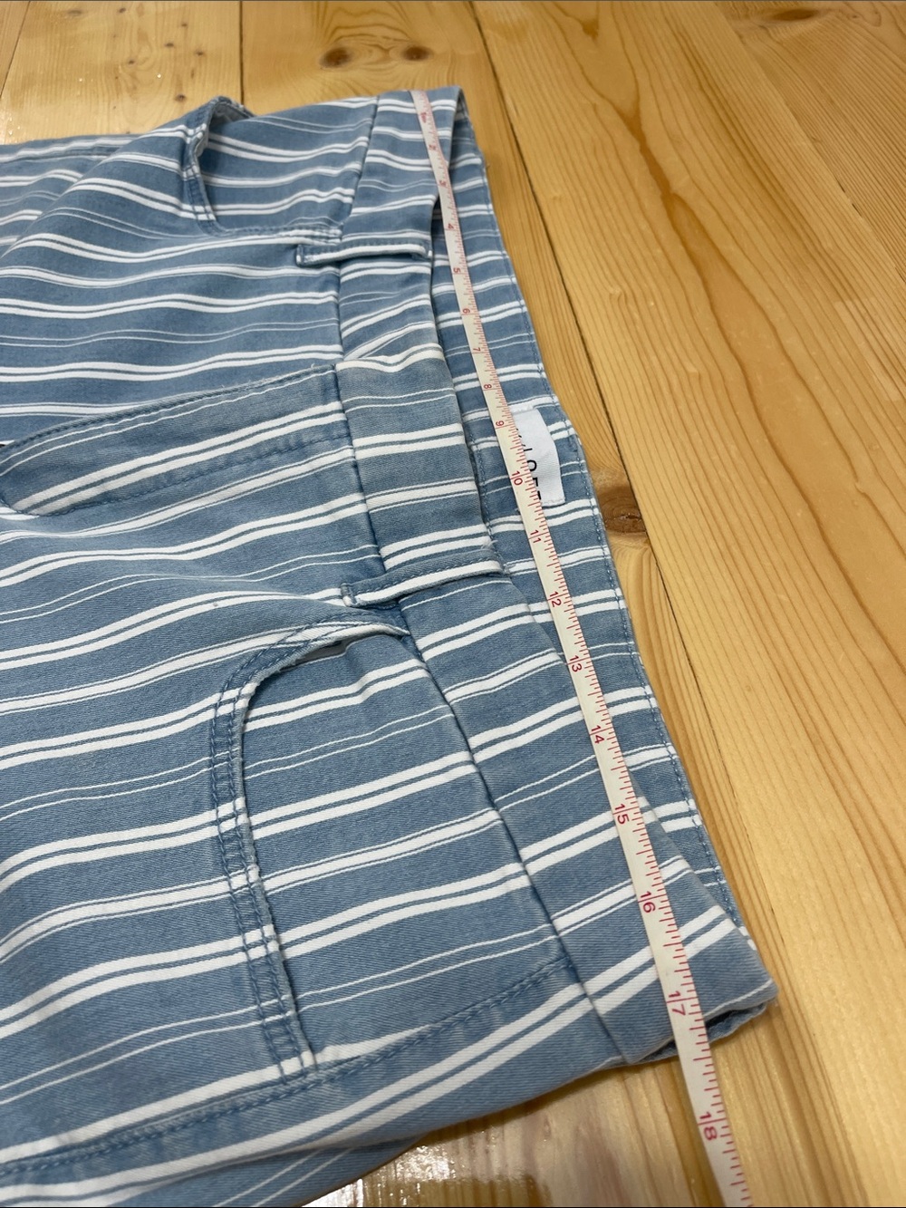 LOFT Modern Skinny Crop Blue and White Vertical Striped Pants 31 / 12 - Picture 9 of 15